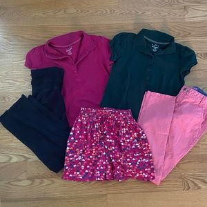 Old Navy Girls Lot of *5* (2 Polos, 2 Pants, Skirt) L